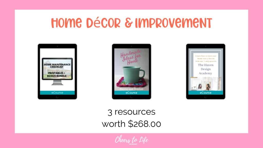 home decor and improvement products included in the ultimate homemaking bundle