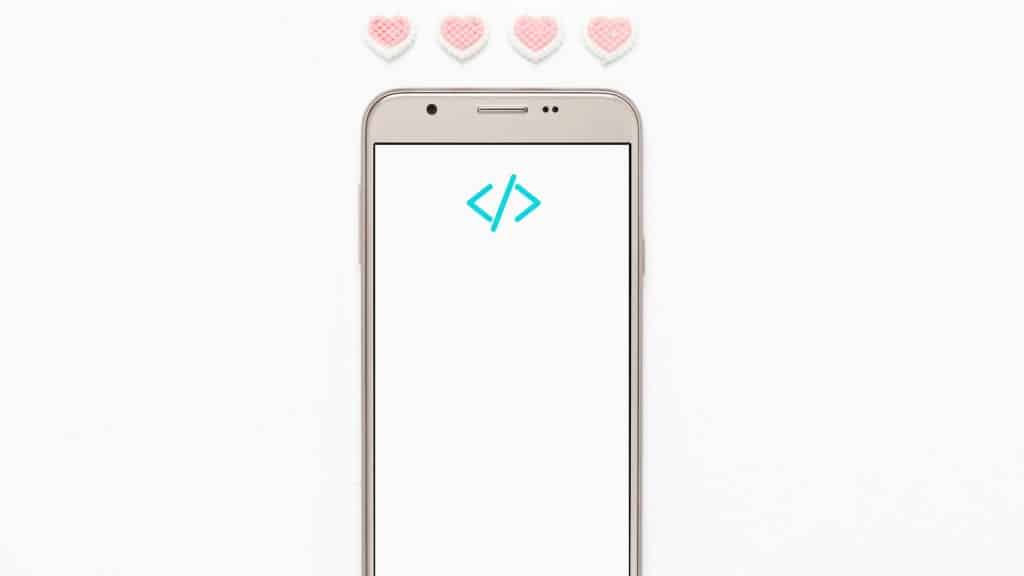 a phone with coding symbol to represent one of the side hustle ideas for moms